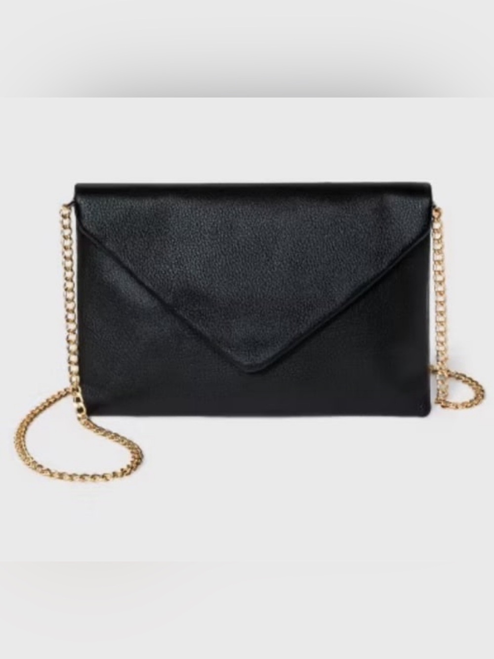 A New Day Black Envelope Clutch with Gold Chain Purse